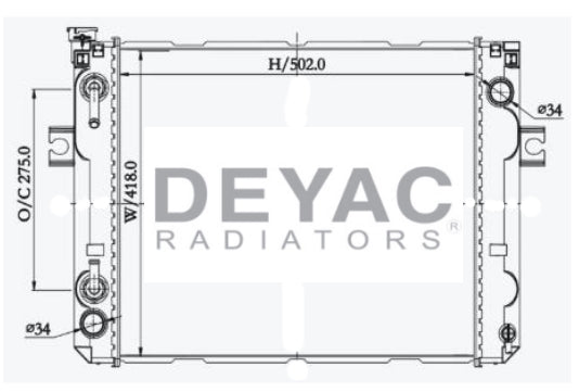 Radiador Montacargas Nissan Yale Hyster 19 3/4 x 16 7/16-MONTACARGAS- RADIADORES DEYAC
